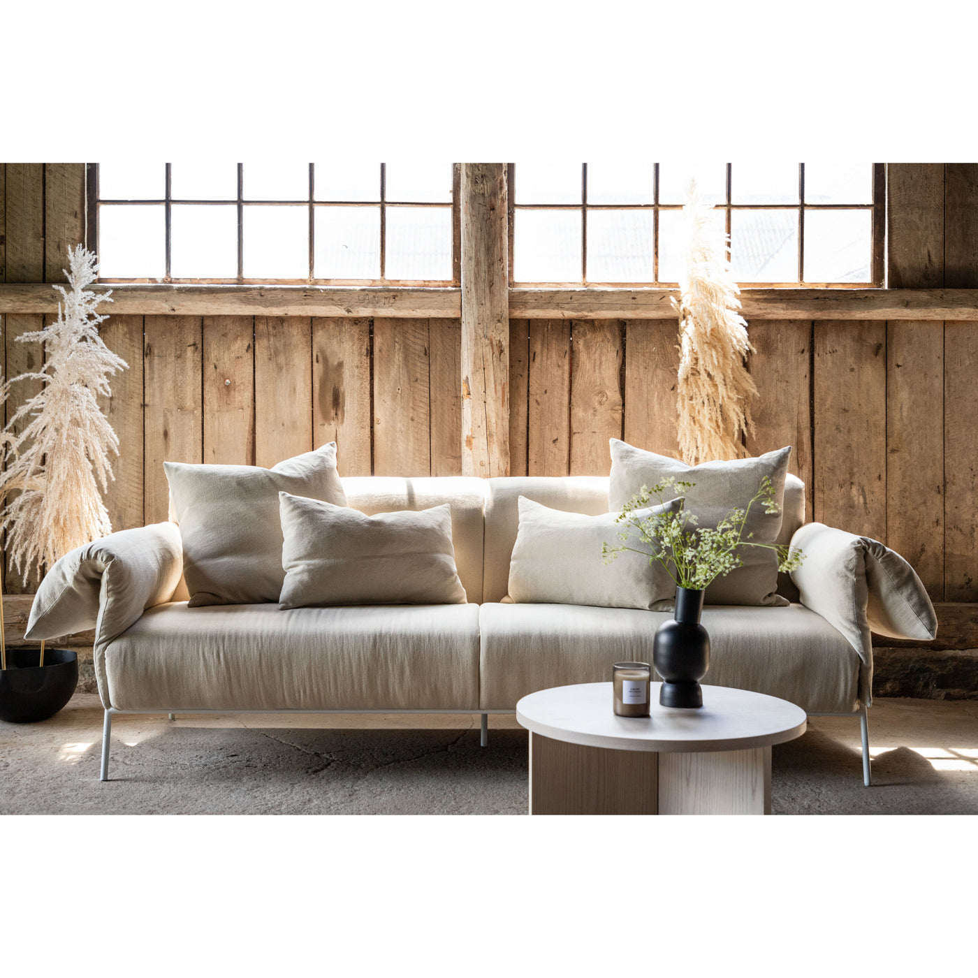 Öckerö Sofa - Weiß / Beige Leinen