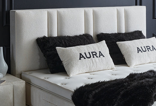 Aura Boxspringbett Stauraum Bettkasten Stoff Weiß Boxbett von ABC Bedding | aura-boxspringbett-stauraum-bettkasten-velours-schwarz-boxbett | Mit Bettkasten