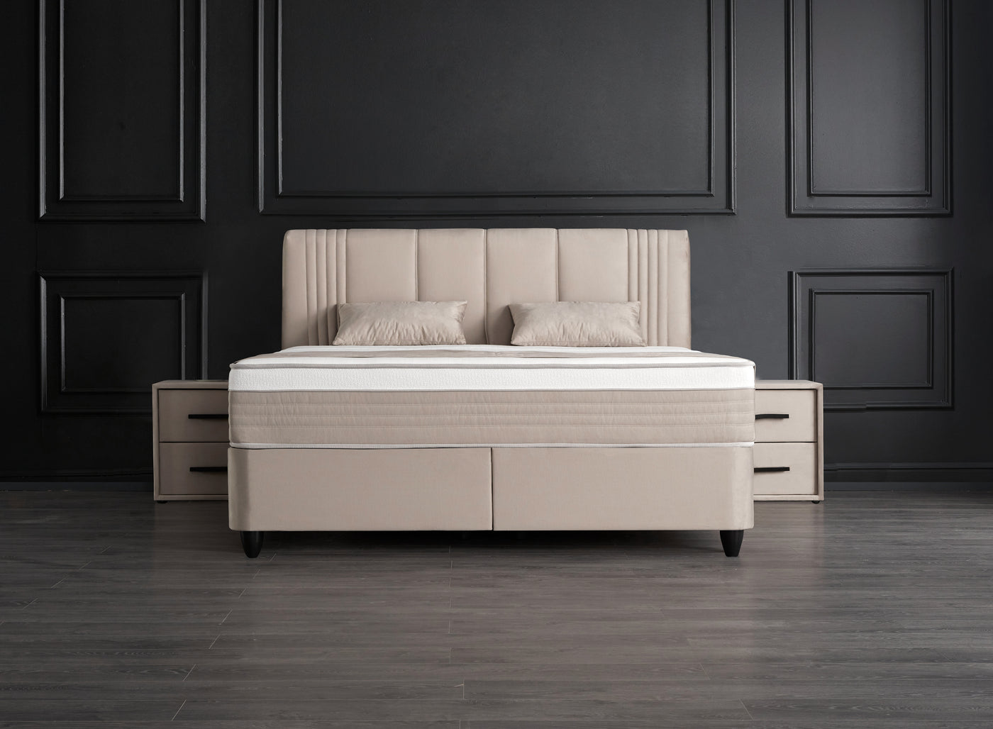 Belicia Boxspringbett Stauraum Bettkasten Samt Beige Boxbett von ABC Bedding
