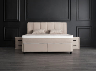 Belicia Boxspringbett Stauraum Bettkasten Samt Beige Boxbett von ABC Bedding