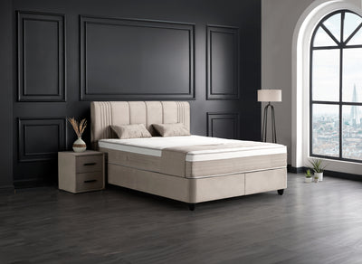 Belicia Boxspringbett Stauraum Bettkasten Samt Beige Boxbett von ABC Bedding