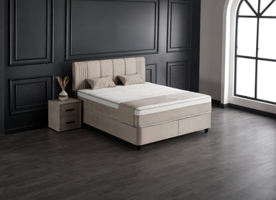 Belicia Boxspringbett Stauraum Bettkasten Samt Beige Boxbett von ABC Bedding