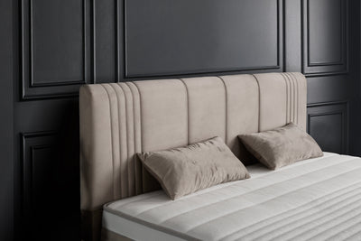 Belicia Boxspringbett Stauraum Bettkasten Samt Beige Boxbett von ABC Bedding