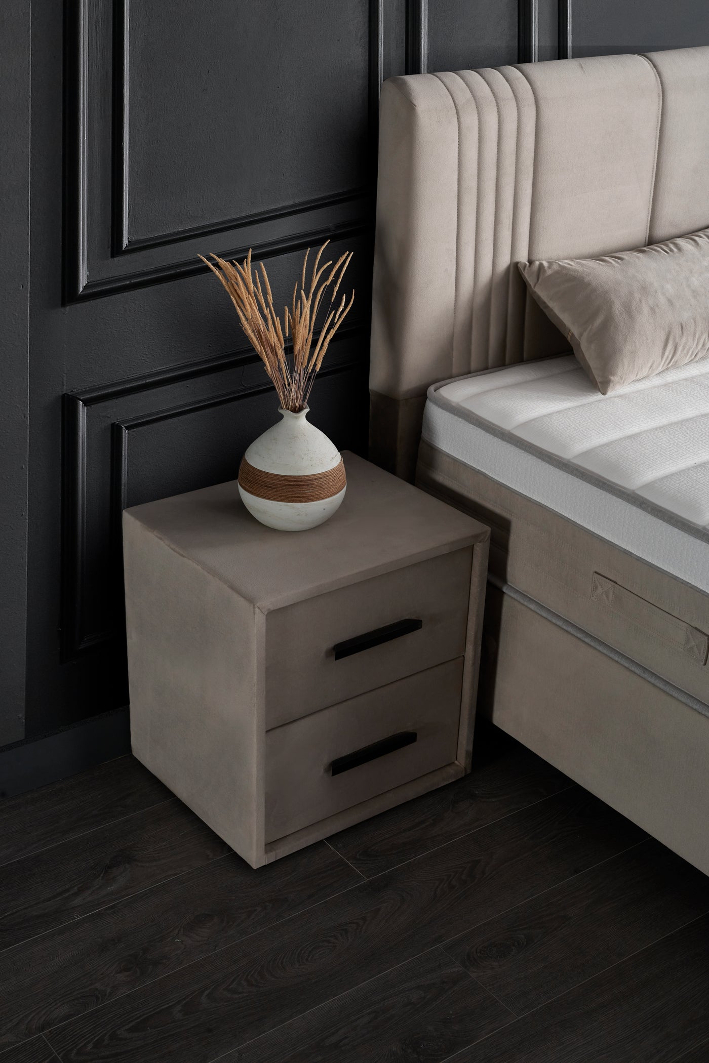 Belicia Boxspringbett Stauraum Bettkasten Samt Beige Boxbett von ABC Bedding