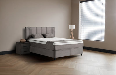 Belicia Boxspringbett Stauraum Bettkasten Samt Grau Boxbett von ABC Bedding
