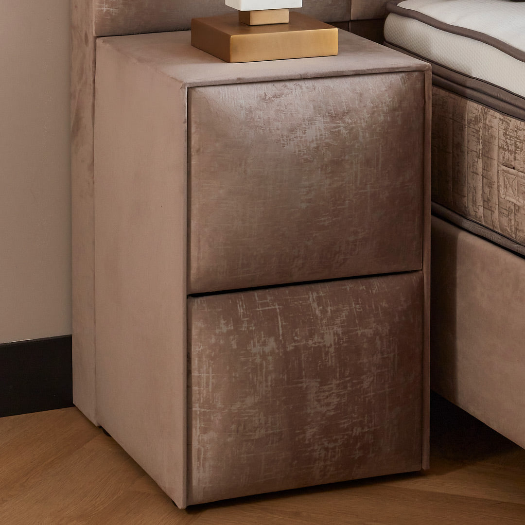 Calisto Boxspringbett Stauraum Bettkasten Topper Samt Beige Boxbett von ABC Bedding