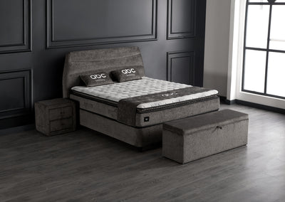 Carlos Boxspringbett Stauraum Bettkasten Stoff Grau Boxbett von ABC-Bedding