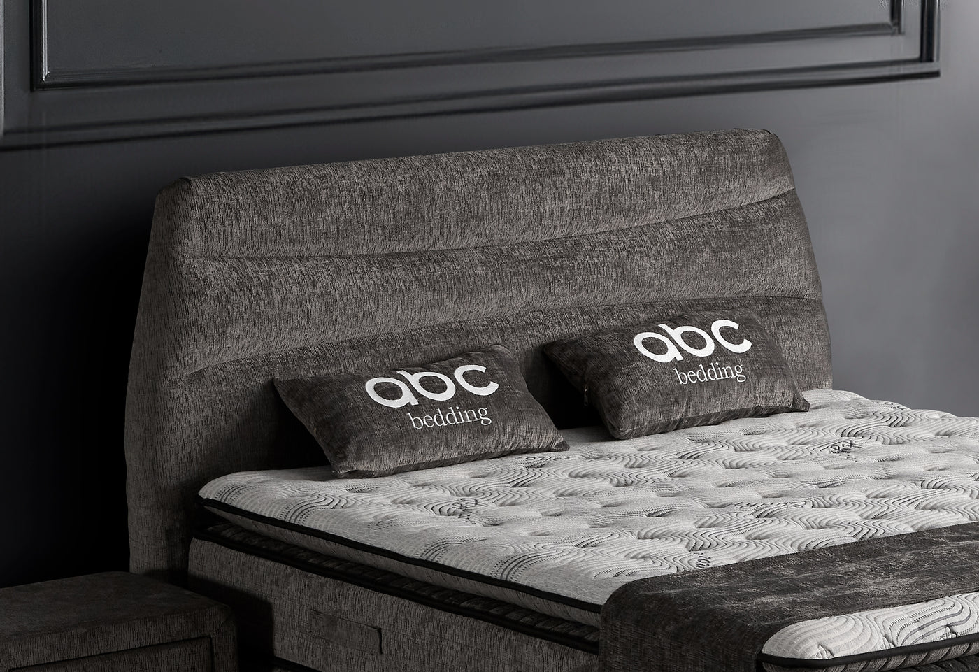 Carlos Boxspringbett Stauraum Bettkasten Stoff Grau Boxbett von ABC-Bedding