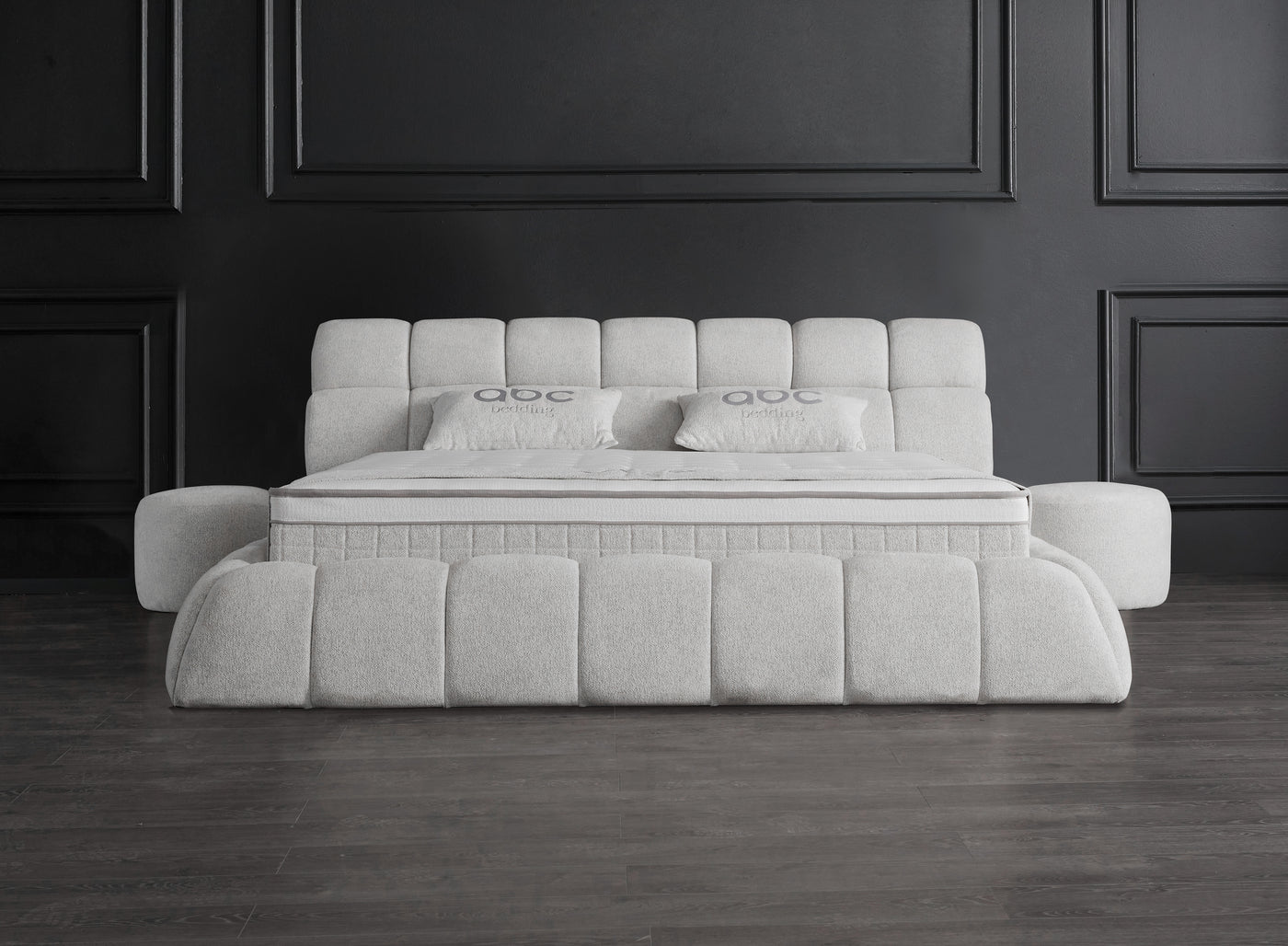 Claudi Boxspringbett Creme Beige Stoff Stauraum Bettkasten Boxbett von ABC Bedding
