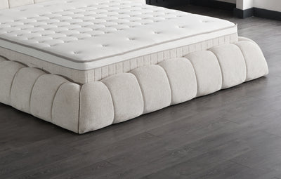 Claudi Boxspringbett Creme Beige Stoff Stauraum Bettkasten Boxbett von ABC Bedding
