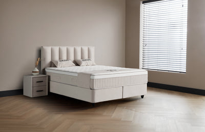 Encore Boxspringbett Stauraum Bettkasten Samt Beige Boxbett von ABC Bedding