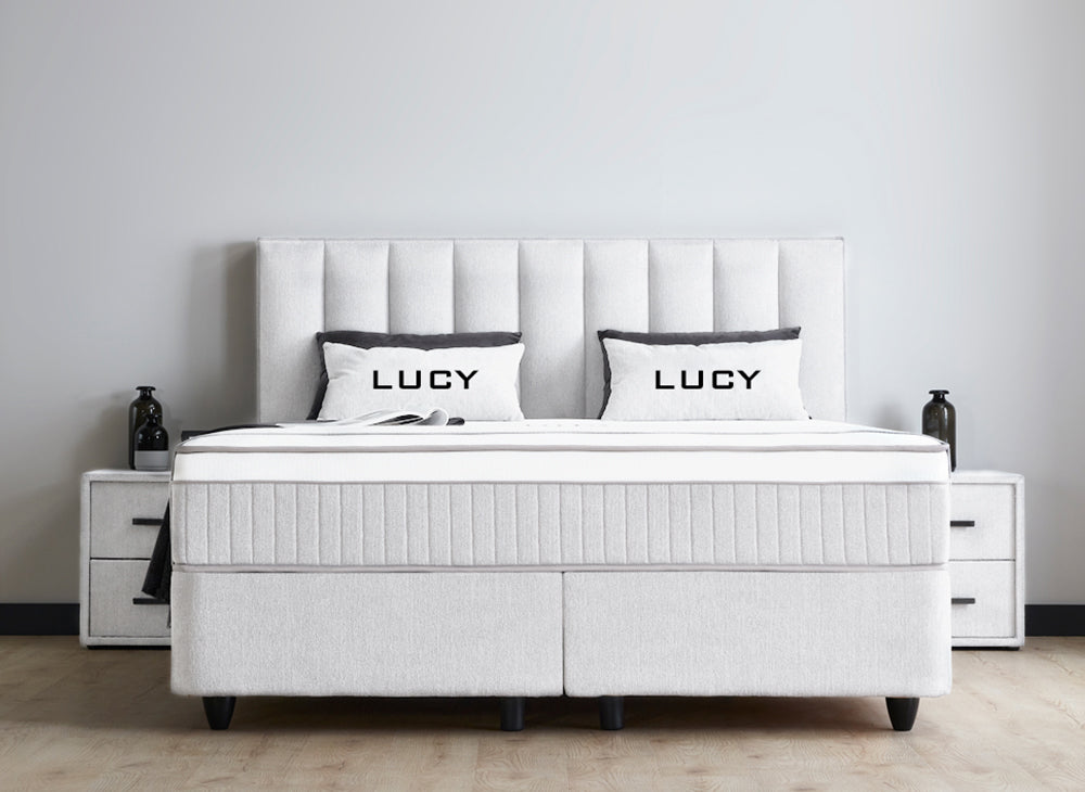 Lucy Boxspringbett Stauraum Bettkasten Boucle Creme Boxbett von ABC Bedding