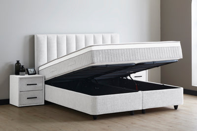 Lucy Boxspringbett Stauraum Bettkasten Boucle Creme Boxbett von ABC Bedding