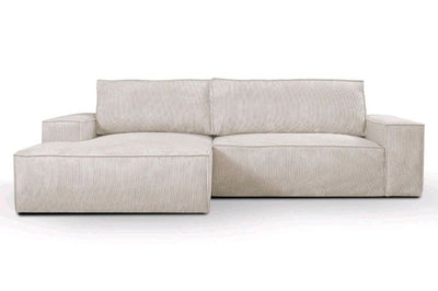 Nizza Sofa Couch Cord Beige L Form Schlaffunktion Kasten Block