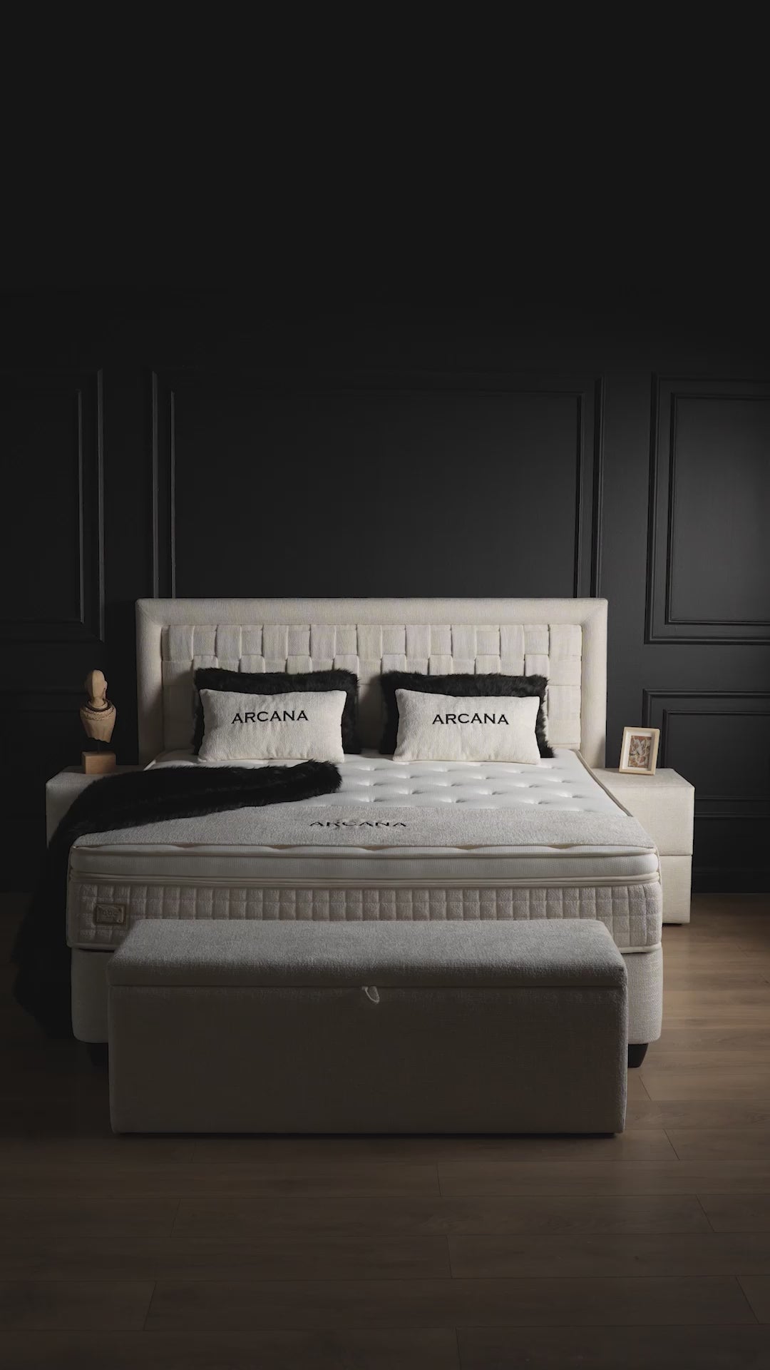 Arcana Boxspringbett Stauraum Bettkasten Stoff Creme Boxbett von ABC Bedding