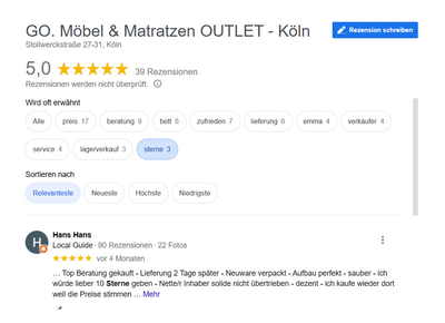 OUTLET 7 Zonen Marken MATRATZEN MADE IN GERMANY Kaltschaum Taschenfederkern